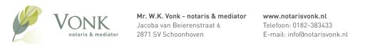 Logo Vonk, MR W.K. notaris & mediator
